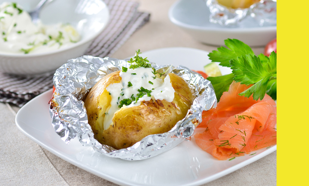 Pomme de terre à la crème à la ciboulette en papillote